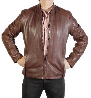 Tan Leather Easy Fit Biker Jacket - SL100231